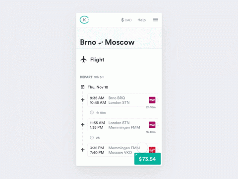 Pricebox by Kiwi.com on Dribbble